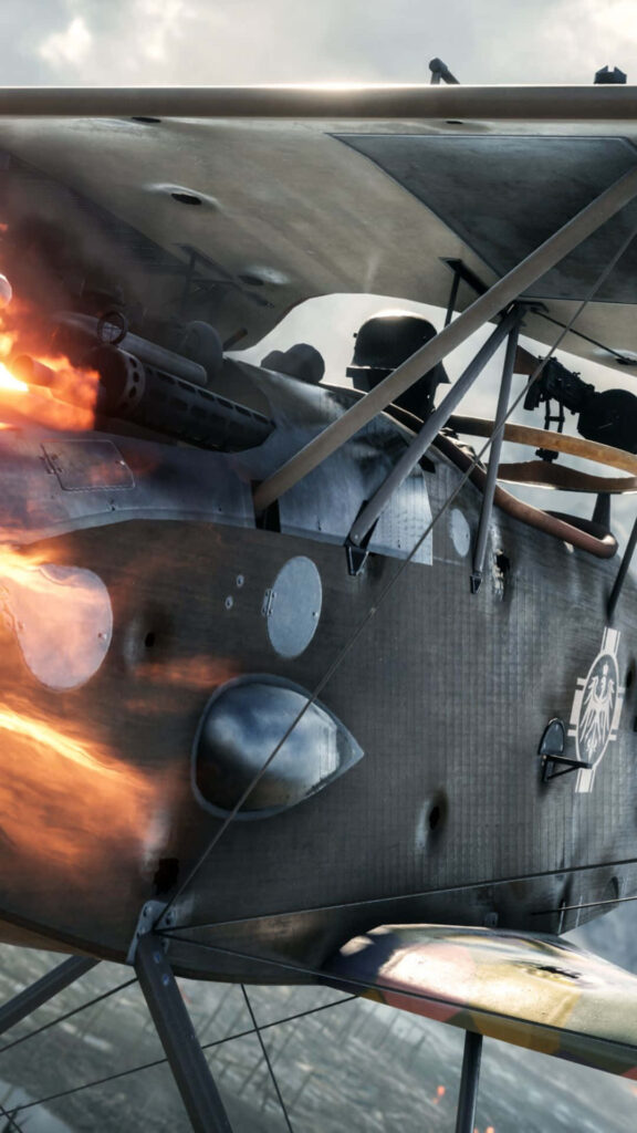 Ultimate Aerial Battle: Explosive Aircraft Fire in Battlefield 1 - Epic Android Background Wallpaper