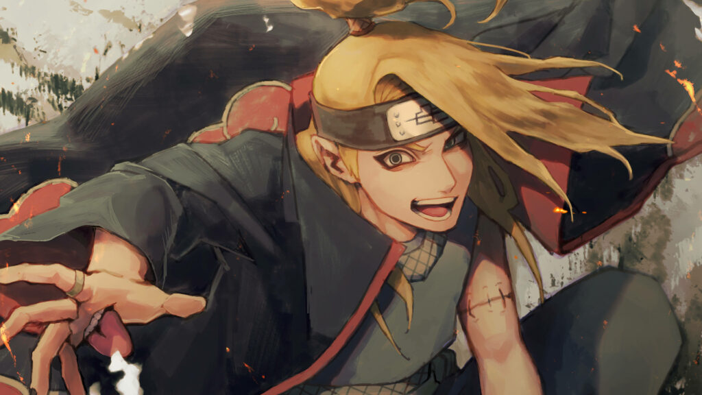 Explosive Artistry: Deidara from Akatsuki - Vibrant Naruto Wallpaper for PC