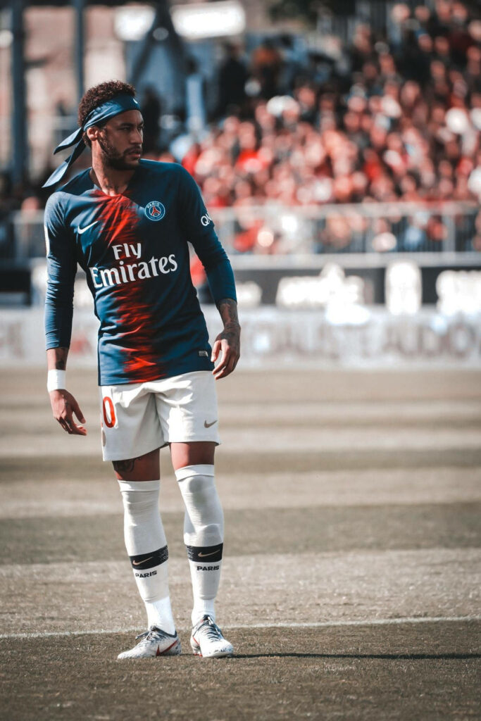 Neymar Jr in Vibrant Emirates Colors: A Striking Portrait in a Meadow Wallpaper