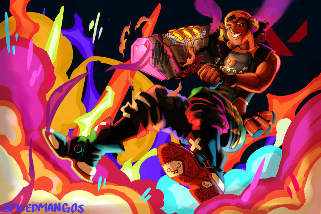 Explosive Brilliance: Valorant's Raze Unleashes Technicolored Chaos with a Massive Rocket Launcher Wallpaper