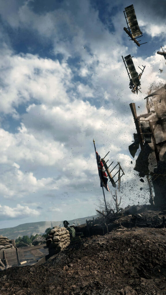 Explosive Ambience: Battlefield 1's Bombarded Obstacles for Android Device Background Wallpaper