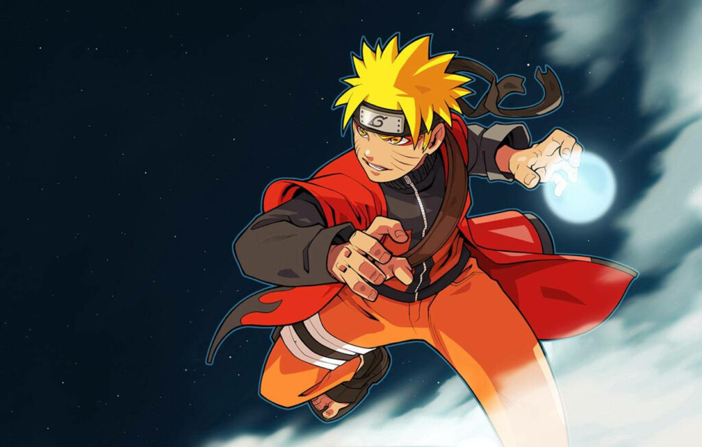 Unleashing the Rasengan: Naruto's Fiery Assault on the Abyss Wallpaper
