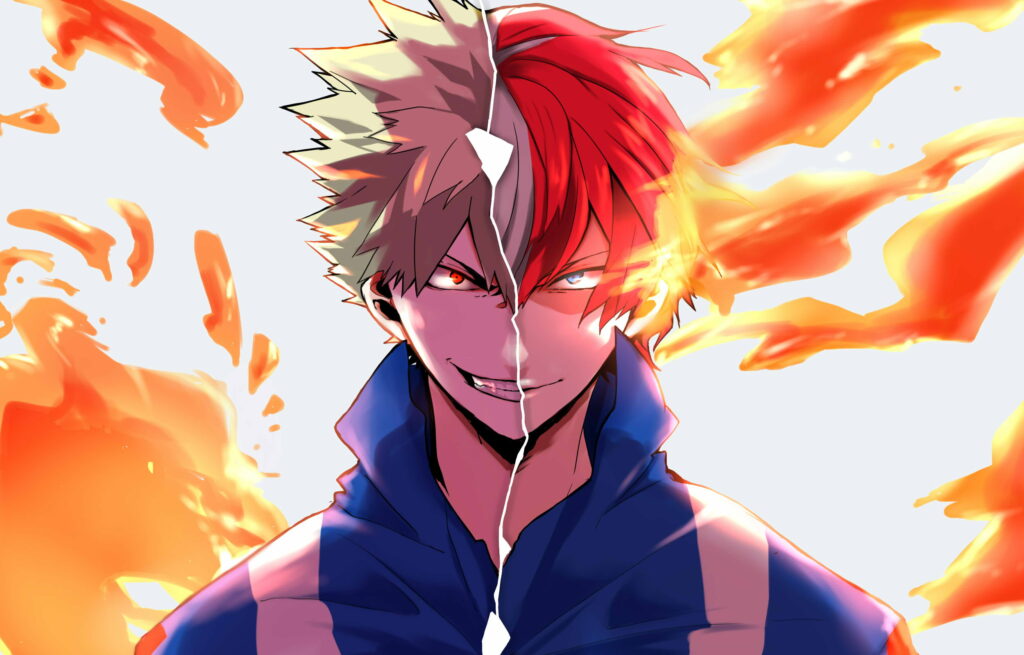 Explosive Rivals: Katsuki Bakugou and Shoto Todoroki - Epic Anime Wallpaper Background