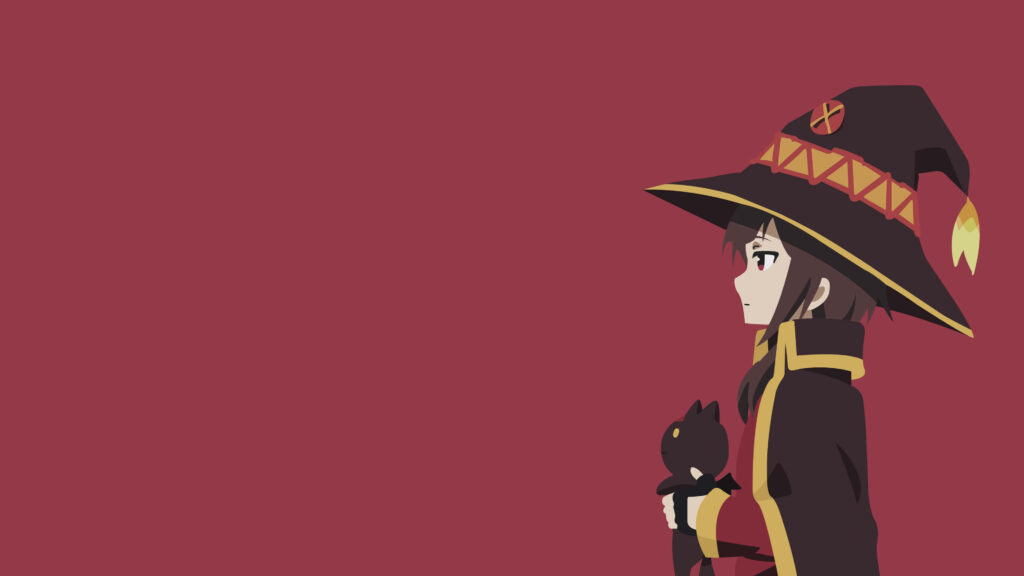 Explosive Elegance: 4K Vector Art Wallpaper Featuring Megumin from Konosuba