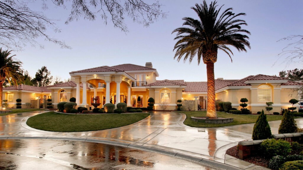 Exquisite Palm Oasis: A Captivating Masterpiece of Luxurious Architecture Wallpaper