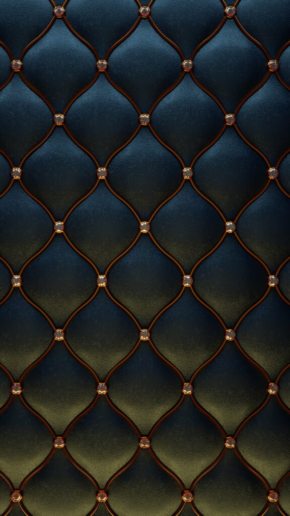 The Opulent Abstract: A Luxurious Blue Leather Design with Artistic Flair in Gold on HD Phone Wallpaper