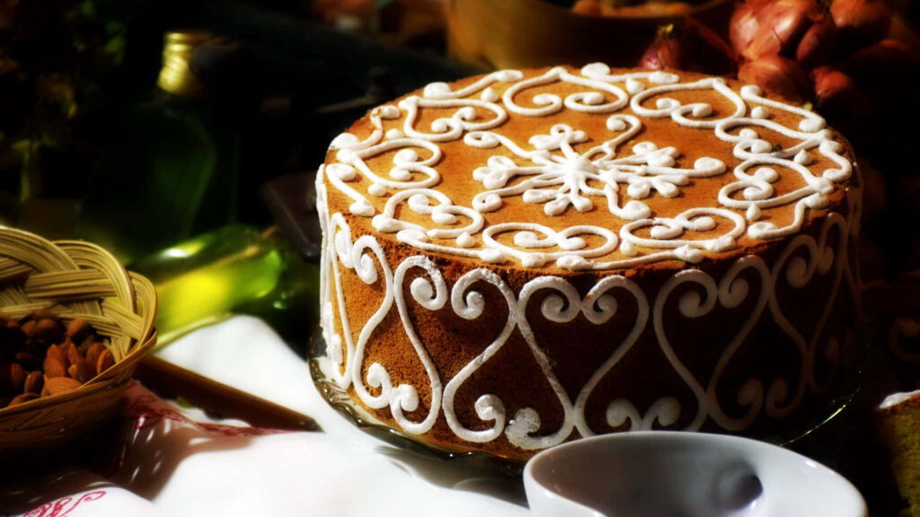 Dazzling Delights: A Tempting Confection Enhances a Scenic Dessert Backdrop Wallpaper