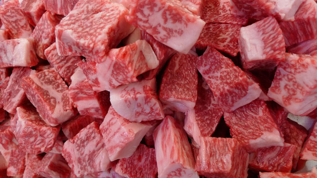 Exquisite Kobe Beef Cubes: Rich Marbling Wallpaper for Food Lovers