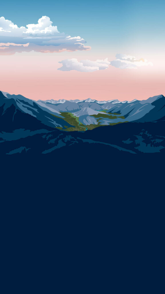 Peak Elegance: An HD Mountain Landscape Art Wallpaper for Your Smartphone Background