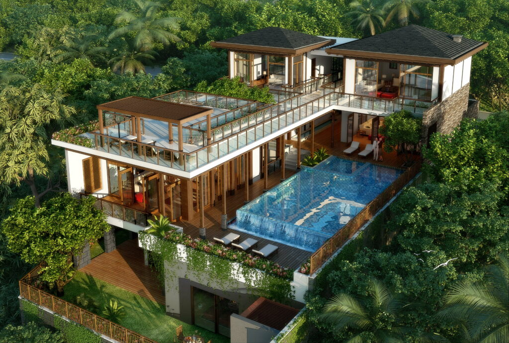 Paradise Found: A Stunning Tropical Architectural Masterpiece Wallpaper