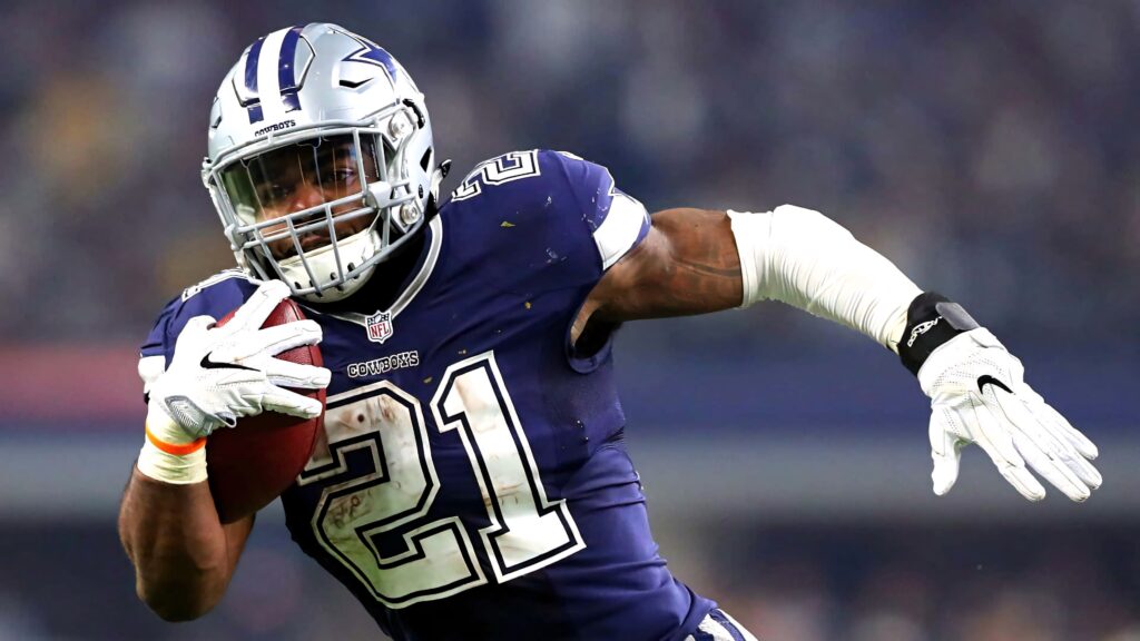 Ezekiel Elliott Dallas Cowboys running back in action high-resolution football wallpaper background