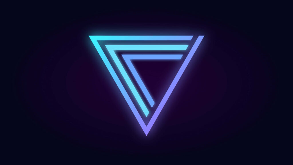Neon Abstract Triangular Letter F Logo: Blue & Purple Wallpaper