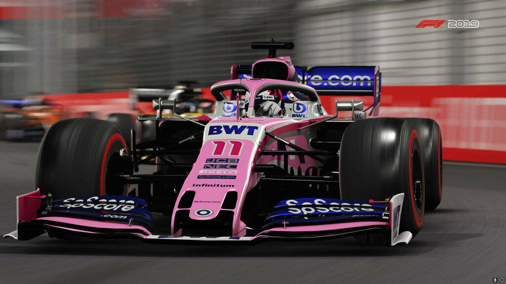 Revving up the Excitement: Sergio Perez's Thrilling Ride in the Racing Point #11 at F1 2019 Wallpaper
