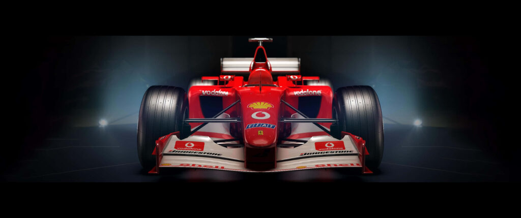 Racing Elegance: Mesmerizing Display of F1 2017 Ferrari Dream Car in Radiant Spotlights Wallpaper