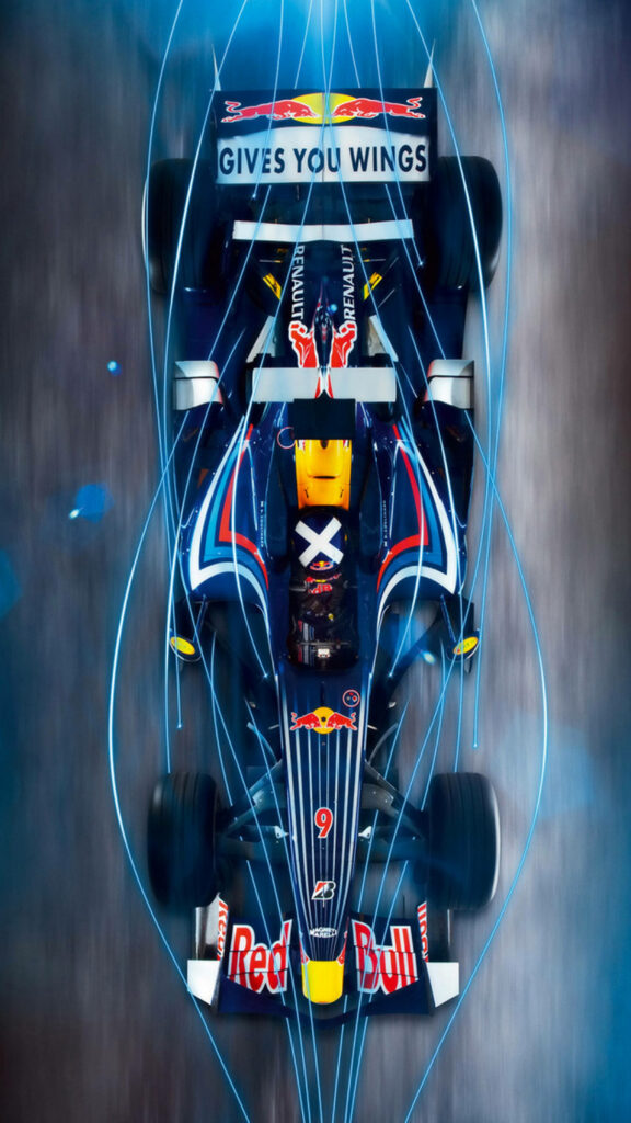 F1 Phone: Mesmerizing Blue Formula with Dazzling Light Effects Wallpaper