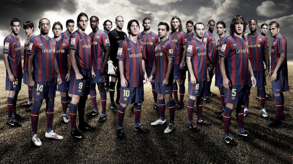 HD FC Barcelona Wallpaper: Iconic Team in Red & Blue Stripes