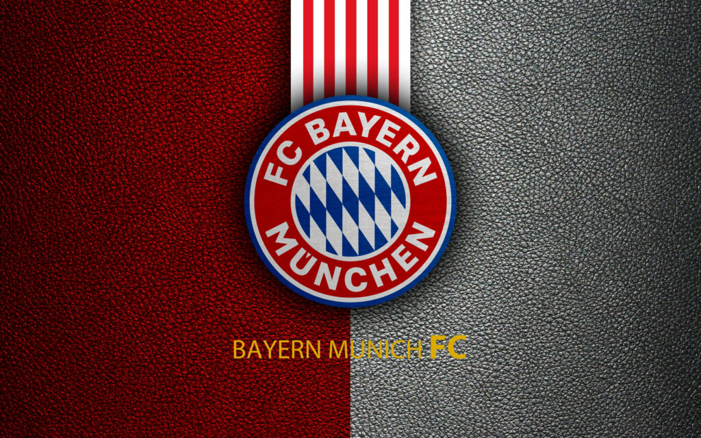 FC Bayern Munich leather logo wallpaper with red and gray textured background for fans