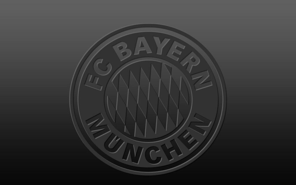 FC Bayern Munich logo embossed on sleek dark gray wallpaper for modern football fans