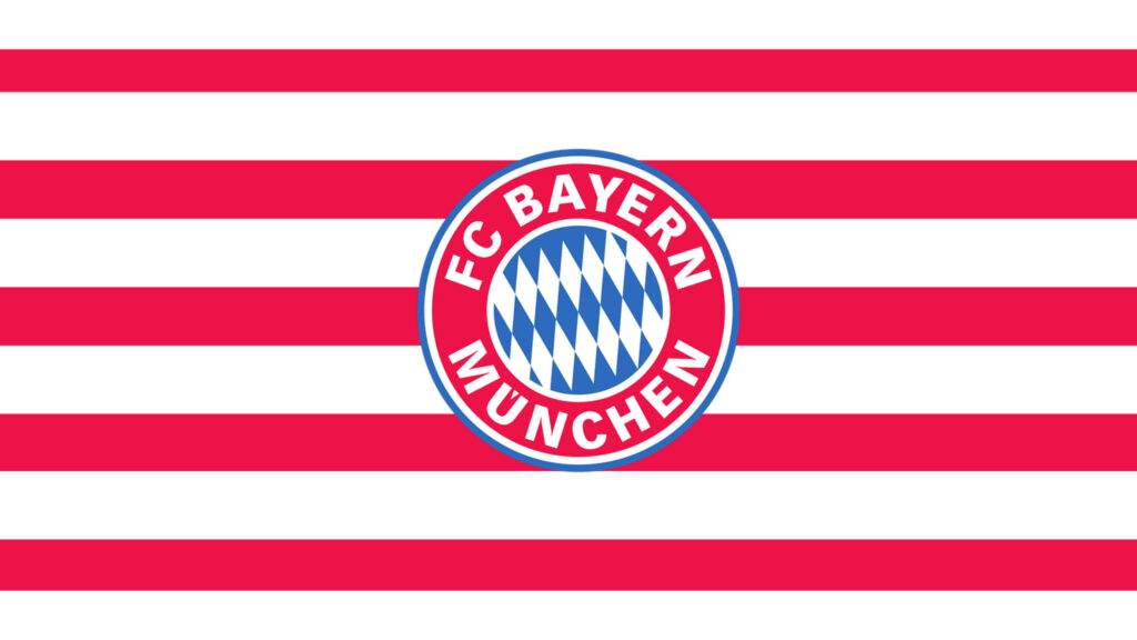 FC Bayern Munich logo on red and white striped background football club wallpaper design