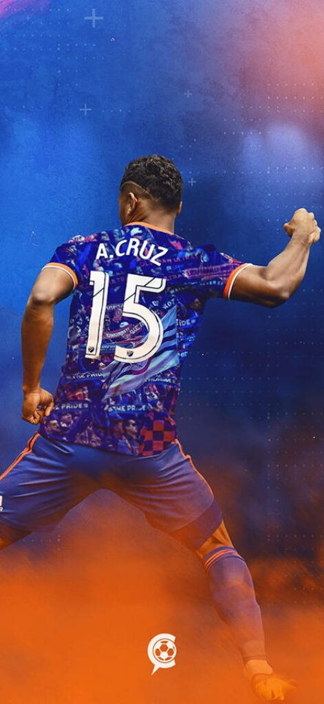 FC Cincinnati Wallpaper: A. Cruz Celebrating in Team Colors