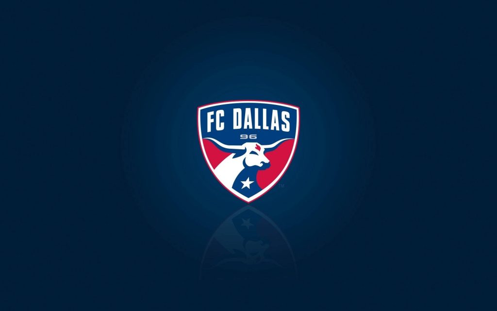FC Dallas navy blue wallpaper with club crest and subtle reflection for MLS fans background