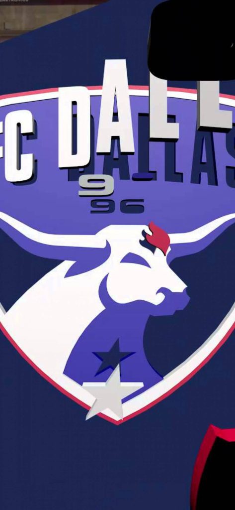 FC Dallas wallpaper with white bull logo 96 founding year on deep blue shield background