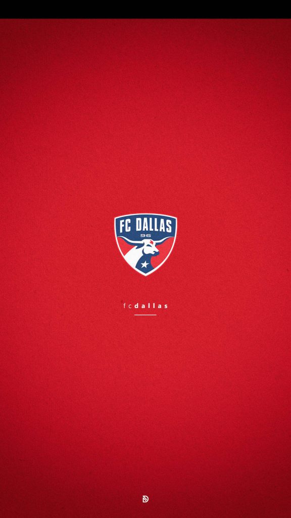 FC Dallas MLS crest on bold red textured background minimalist soccer fan wallpaper