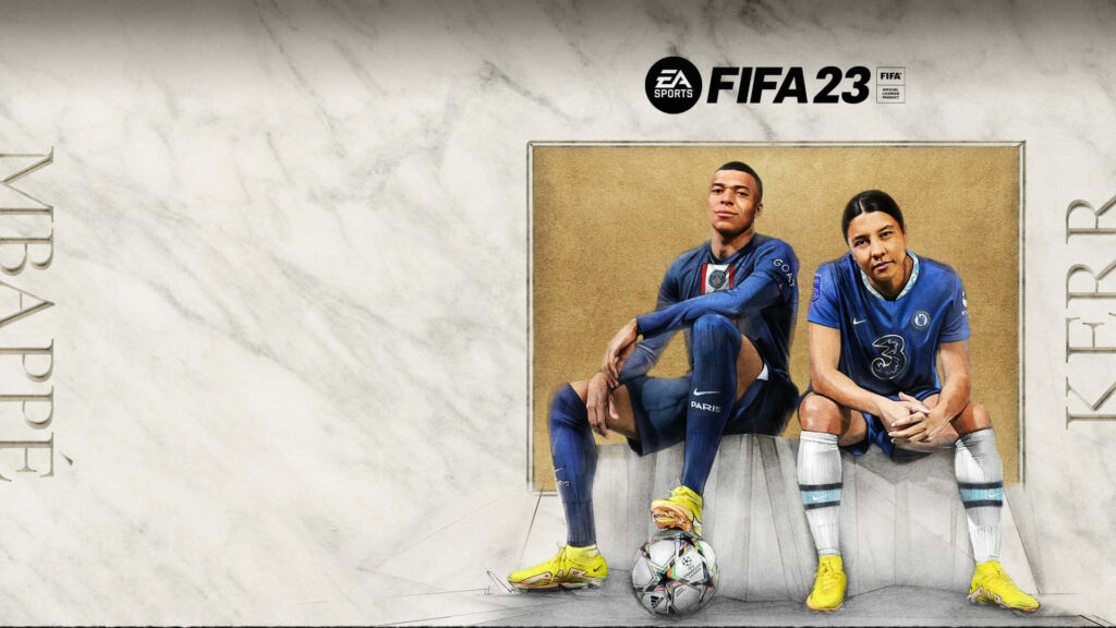 FIFA 23 Wallpaper: Mbappé & Kerr in Dynamic Soccer Art