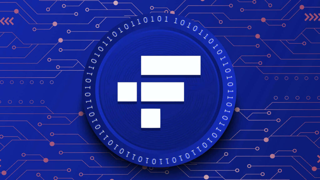 FTX cryptocurrency logo on futuristic blue digital circuit background with binary code pattern Wallpaper