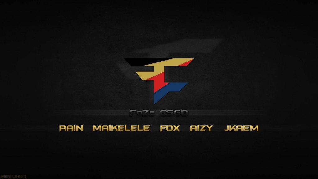 Sleek FaZe Clan multicolor logo on dark black textured background esports wallpaper design