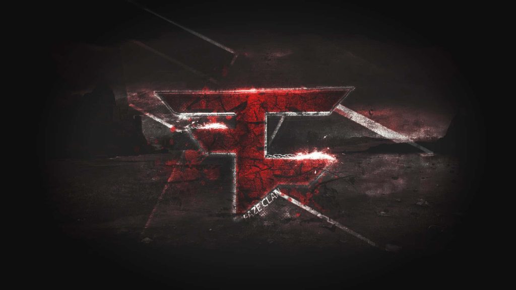 FaZe Clan gritty red logo wallpaper dark background sharp light streaks intense gaming art