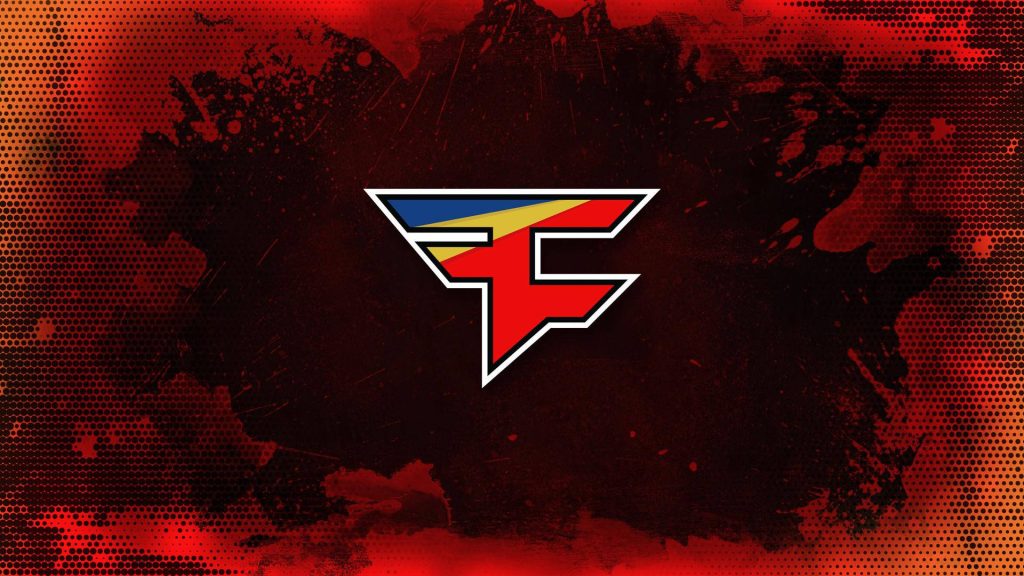 FaZe Clan logo wallpaper with gritty red black halftone dot background gaming aesthetic