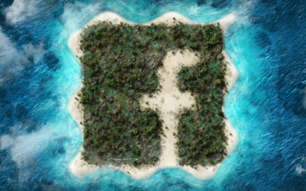 Island Paradise Connects: Discover Facebook's Tropical Emblem - A Breathtaking QHD Wallpaper from the Heights