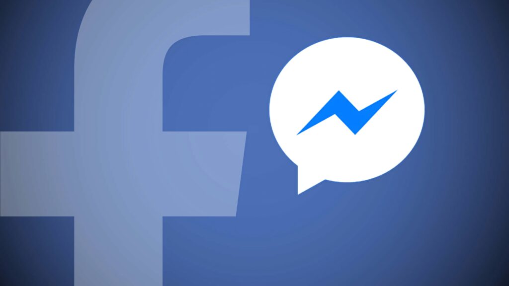 Facebook wallpaper with blue gradient background and white Messenger chat bubble icon