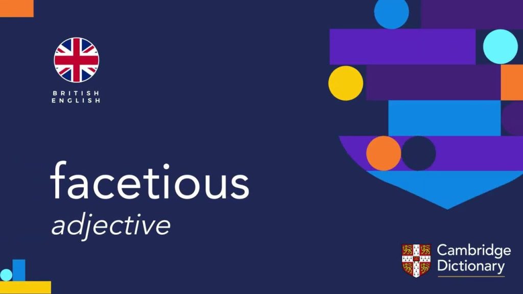 Cambridge Dictionary wallpaper defining facetious adjective dark blue geometric design