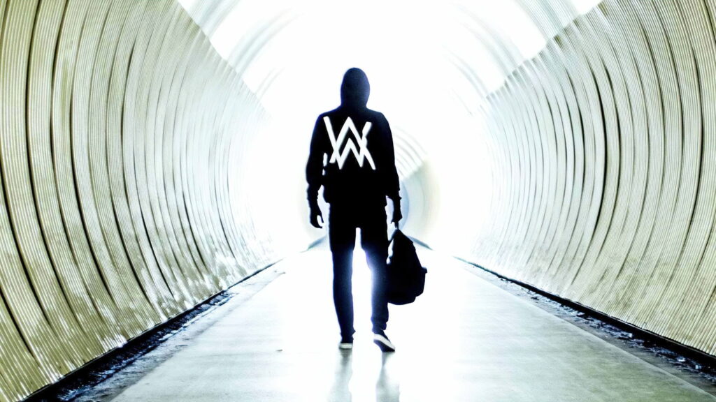 Fading into the Beat: 4K Wallpaper of DJ and Musician Alan Walker's Logo