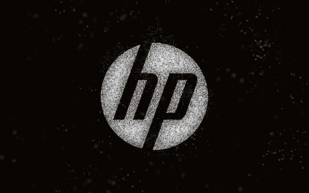 Disintegrating Brand: The Deterioration of HP's Logo in a Mysterious Abyss Wallpaper