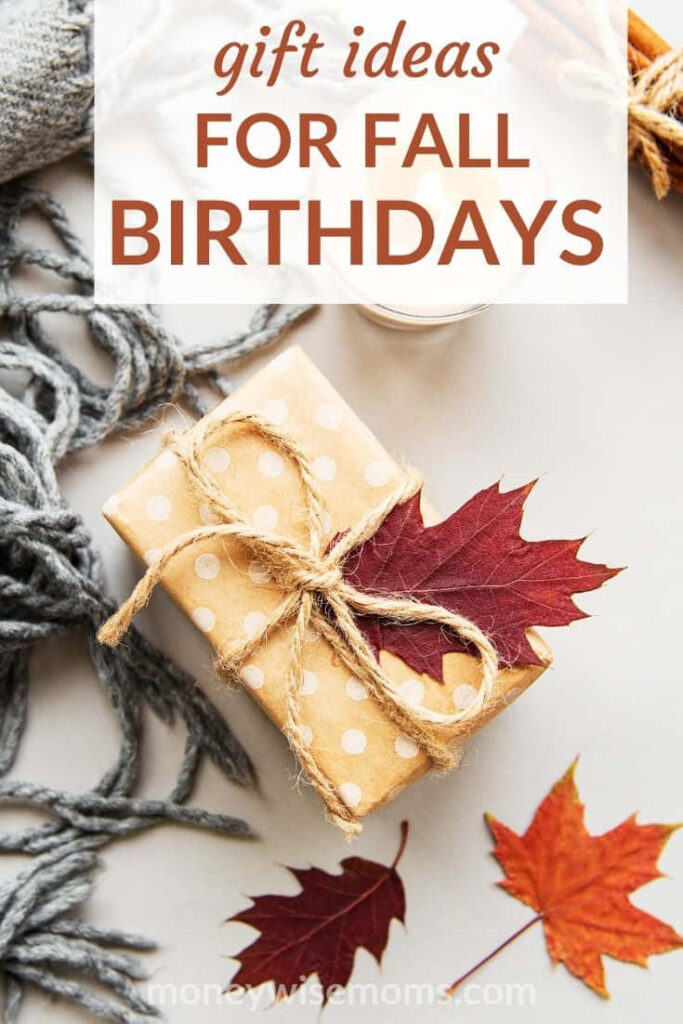 Fall Birthday Gift Ideas: Polka Dot Wrapped Gift with Autumn Decor Wallpaper