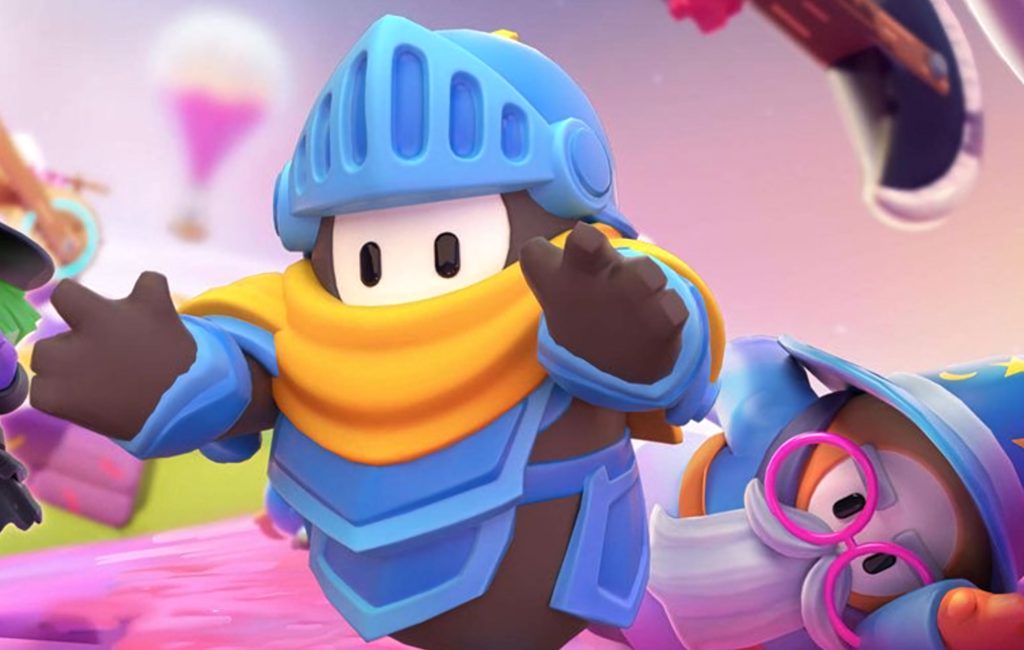 Fall Guys medieval chaos wallpaper blue knight bean yellow scarf pink goggles wizard cartoon