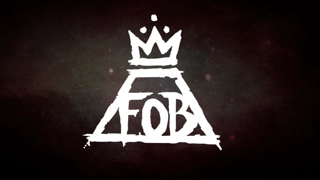 Fall Out Boy logo white on dark cosmic background Last Day Living Large wallpaper background