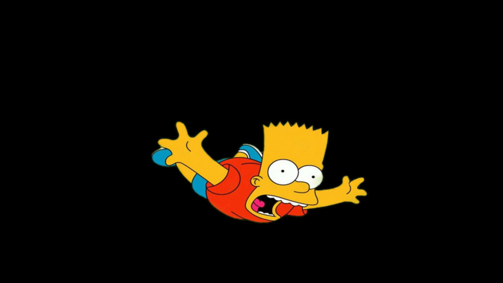 Downward Spiral: Bart Simpson's Hilarious Tumble on a Dark Canvas Wallpaper