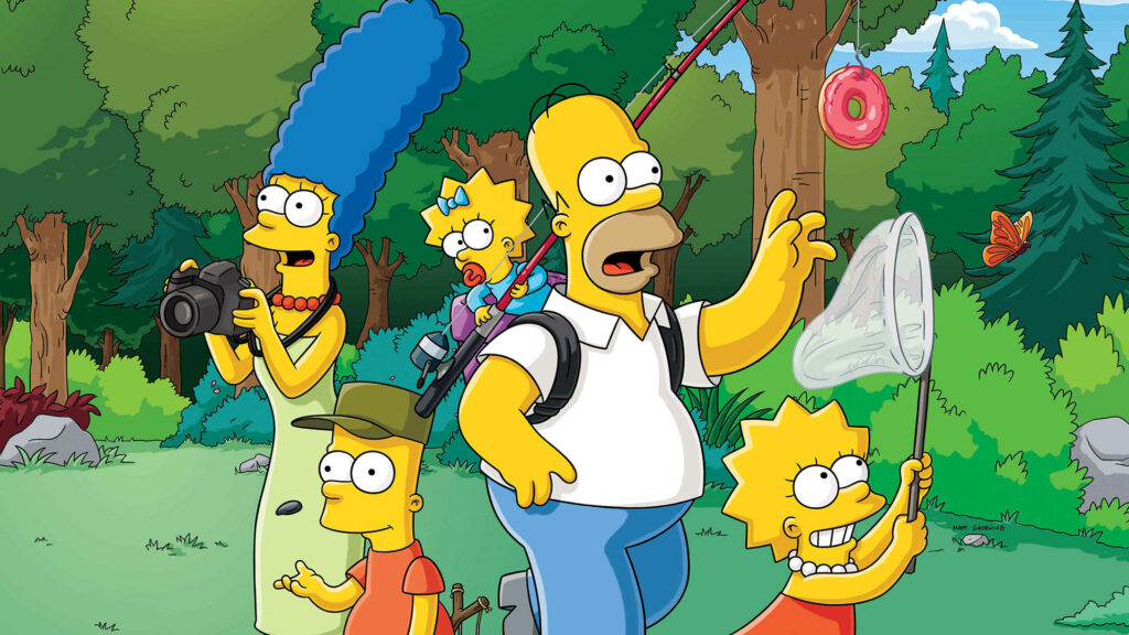 Lisa Simpson Family Adventure Wallpaper in a Lush Green Forest
