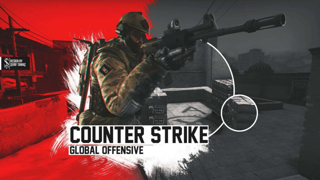 Strike with Precision: A Fan's Homage to Counterstrike as a Soldier Takes Aim with an M4A4-S Gun Wallpaper
