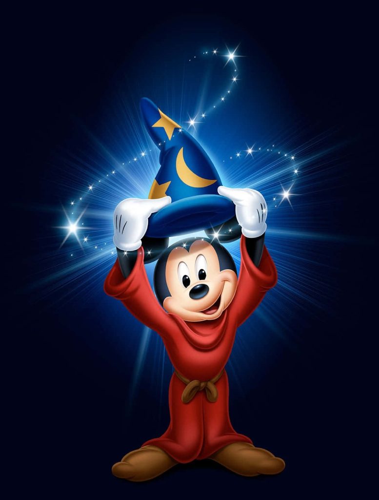 Mickey Mouse Sorcerer’s Apprentice digital wallpaper blue magic hat sparkling light trails
