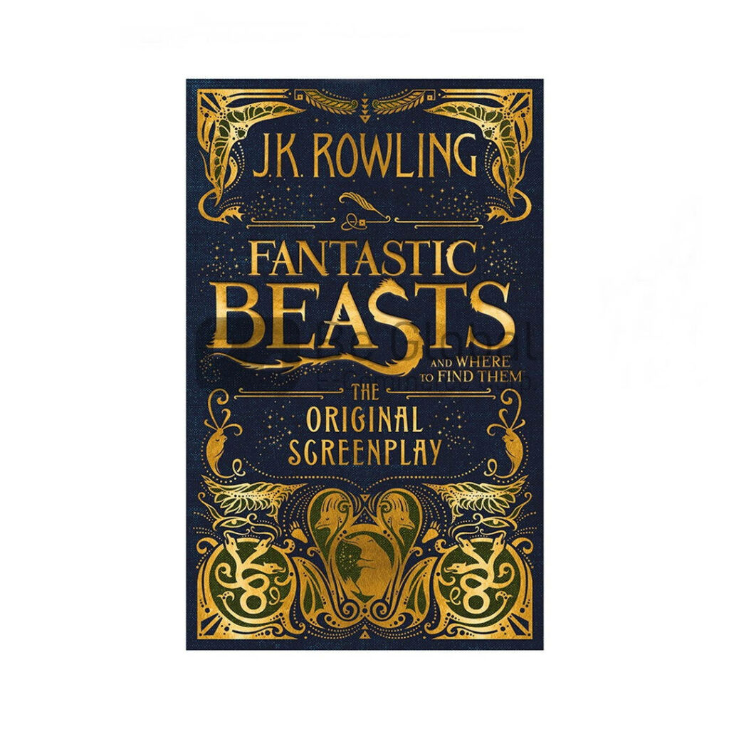 Fantastic Beasts Original Screenplay cover art wallpaper with gold details and magical designs