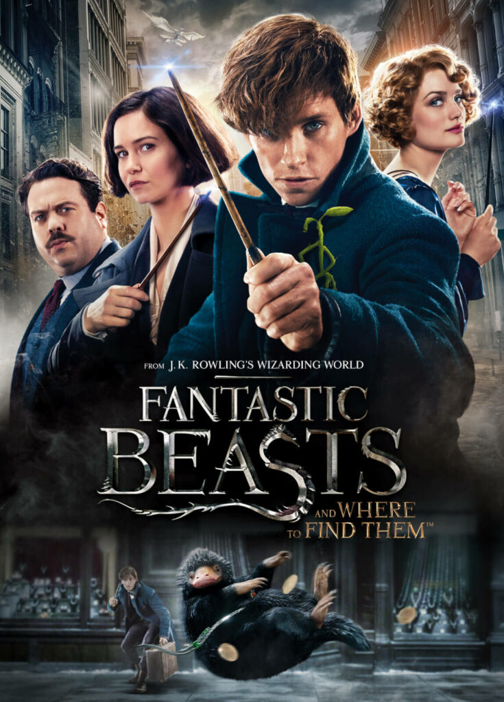 Fantastic Beasts wallpaper featuring Newt Scamander and mischievous Niffler in magical adventure