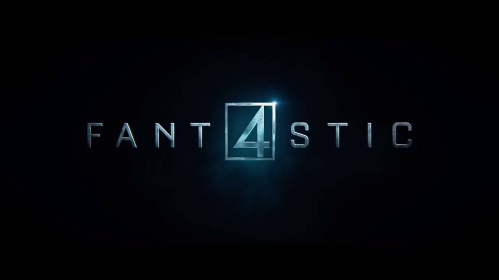 Fantastic Four 2015 wallpaper with metallic silver FANT4STIC logo on dark blue glowing background