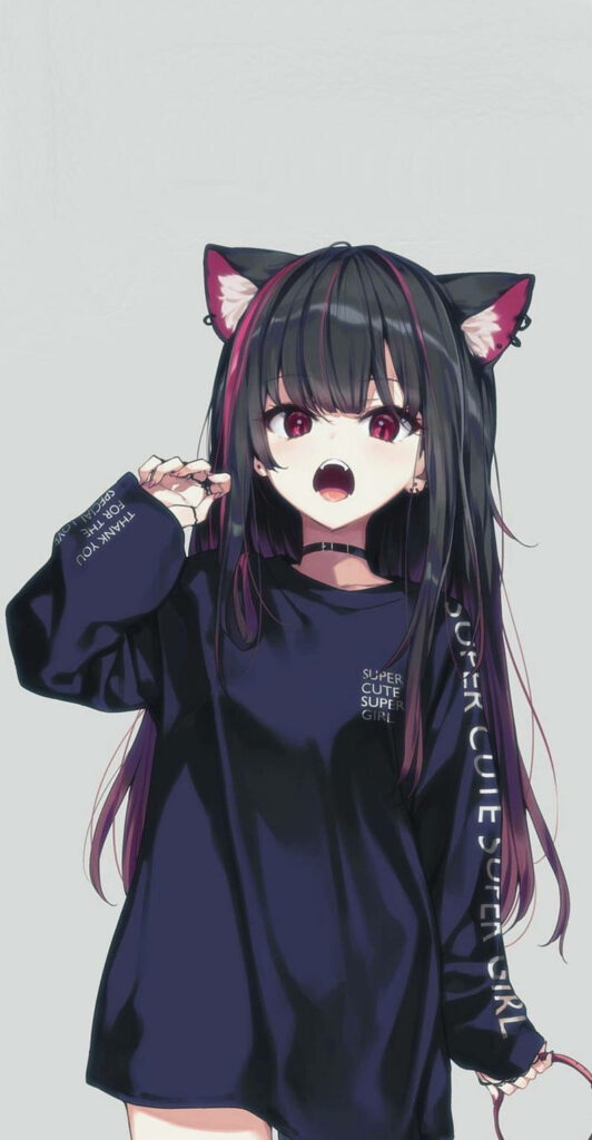 Digital Kawaii: Adorable Anime Girl Phone Wallpaper