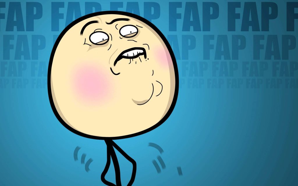 Fap Guy rage comic wallpaper with pale yellow face and blue FAP text background classic meme