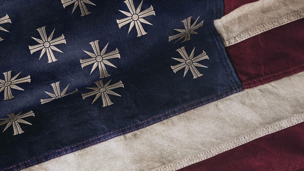 Redesigning America: The Enigmatic Project at Eden's Gate Flag Soars High in Far Cry 5 Wallpaper